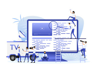 flat with coding people vector