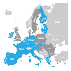 map of eurozone states using euro currency grey vector