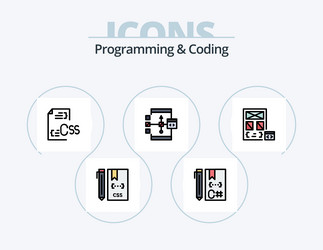 programming and coding line filled icon pack 5 vector image
