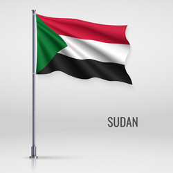 Sudan Flag on Pole Vector Image