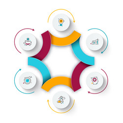 abstract element of cycle diagram with 6 steps vector