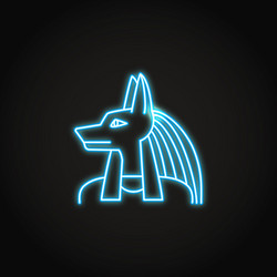 anubis god icon in glowing neon style vector