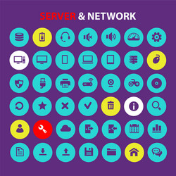 Computer and server networks icon set trendy flat vector