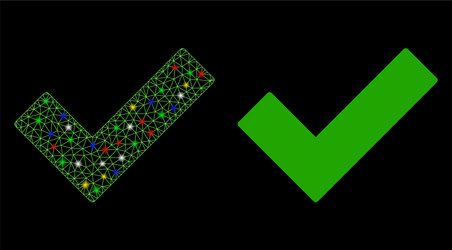 flare mesh network check tick icon with vector image