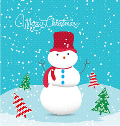 merry christmas card with snowman so cute Vector Image