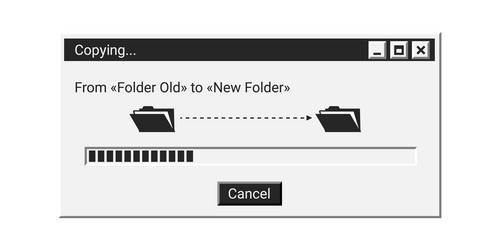 retro loading window in black color with old vector image