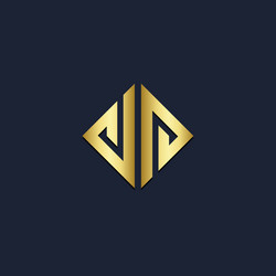 Square shape line gold company logo vector