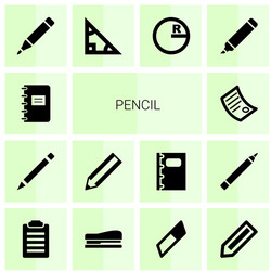 14 pencil icons vector