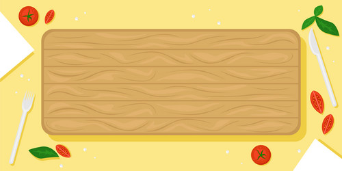 Beautiful food background with wooden cutting vector