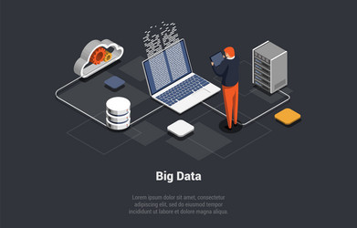 Big data processing center cloud database server vector