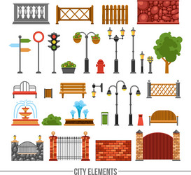 city elements flat icons set vector