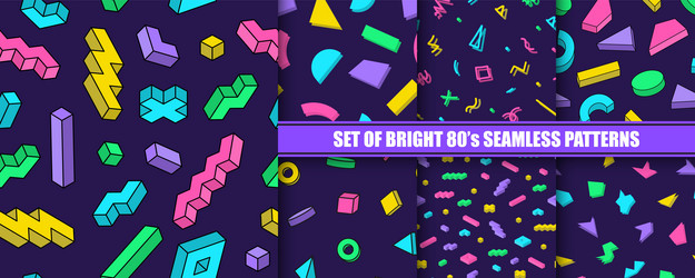 collection of bright abstract seamless patterns vector image