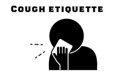 Coughing with handkerchief on mouth vector