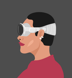 girl using spatial computing device vector image