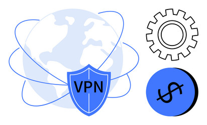 global digital security and efficiency vpn shield vector image
