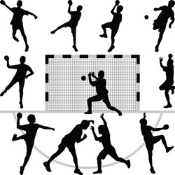 Handball Players Silhouette Vector Image