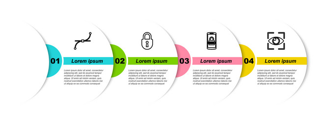 set line bezier curve lock mobile and password vector image