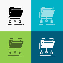 Backup data files folder network icon over vector
