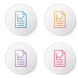 color line document with graph chart icon isolated vector image