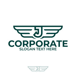 Letter j logo design template simple wings badge vector