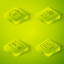 set isometric envelope with shield delete vector image