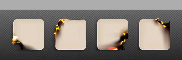 Square paper notes with burning angles Royalty Free Vector