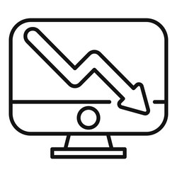 computer screen showing graph going down icon vector image