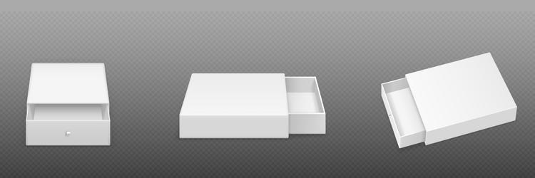 white empty open slide box with ribbon puller vector image