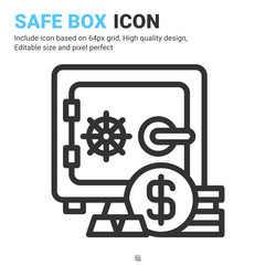 Safe box icon with outline style isolated vector