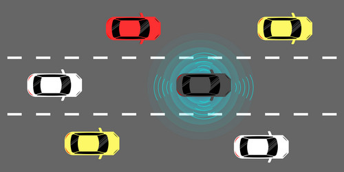 smart car with remote sensing and sensor system vector image