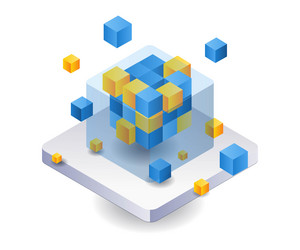 technology blockchain network box vector image