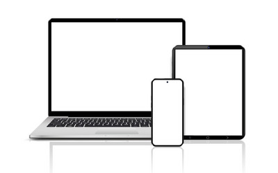 laptop computer tablet and mobile phone flat lay vector