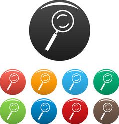 cursor magnifier element icons set color vector image