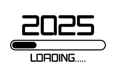 2025 with loading icon flat style progress bar vector image