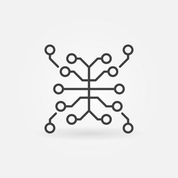 Artificial intelligence brain icon in thin vector