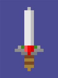 Pixel sword with handle and sharp blade vector