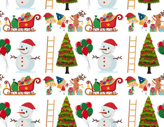 seamless background design with snowman and tree vector image