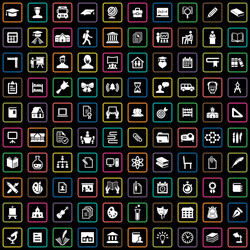 school 100 icons universal set for web and ui vector image