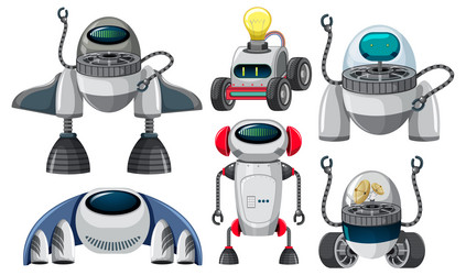 set of spaceship objects and ufo vector image