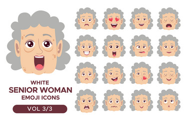 white senior woman emoji icon set 3 vector