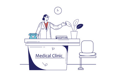 medical clinic concept in flat line design vector