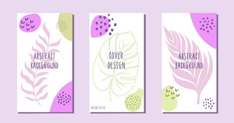 Set of floral elements on abstract backgrounds vector