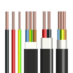 flat and round cable with insulated copper vector