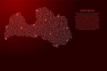 latvia map from red pattern maze grid vector image