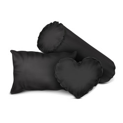 mock up black set pillow square cylinder vector