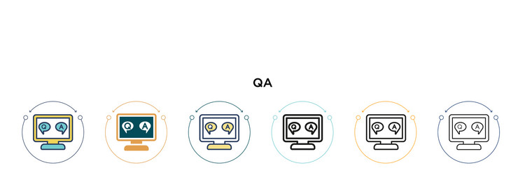 Qa icon in filled thin line outline and stroke vector