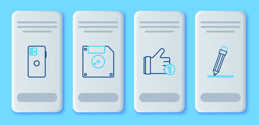 set line floppy disk for computer data storage vector image