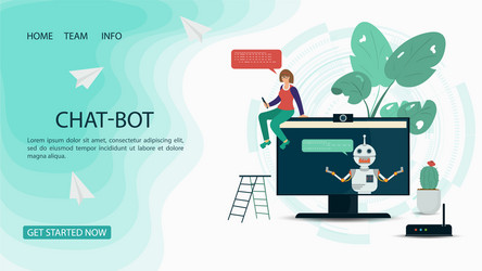 banner chatbot virtual help a girl sits vector