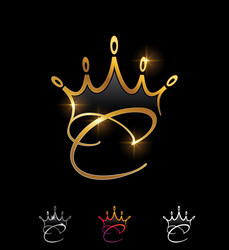Gold luxury crown logo symbol icon clip art Vector Image