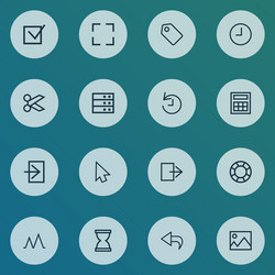 Interface icons line style set with check vector